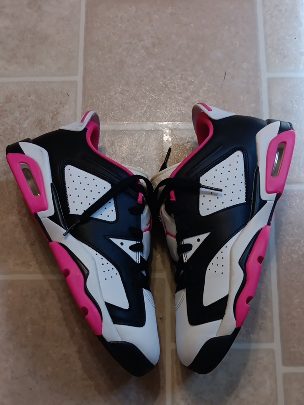 Jordan Kids White, Black & Pink Low-Top Sneakers Retro 7. Sz 7youth - Picture 2 of 7
